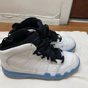 Nike Air Force Jordan ix  Men's White and Light Blue High-Top Sneakers